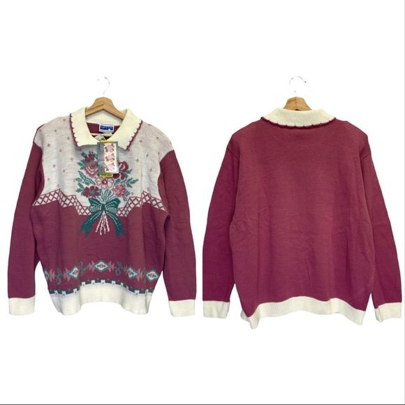 New Vintage 80s Floral Bouquet Sweater Cape Cod - Picture 5 of 10